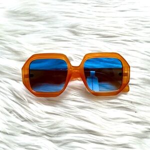 I-Sea Chunky Round Orange Sunglasses NWT